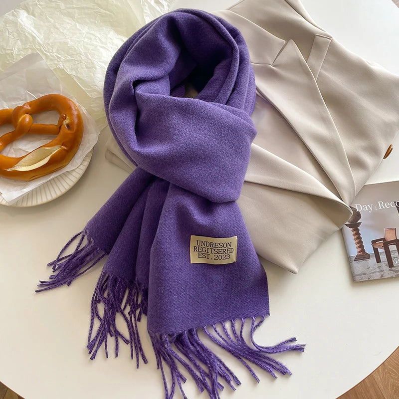 Fashion Solid Cashmere Warm Scarf