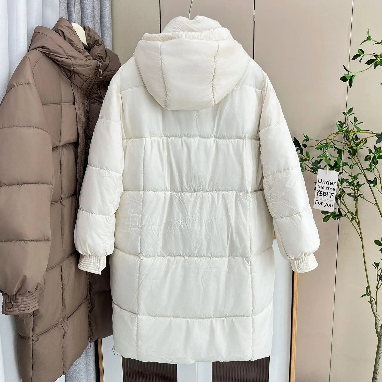 Winter Loose Design Ribbon Hooded Thicken Warm Cotton-padded Jacket