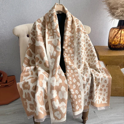 Luxury Cashmere Sacarf For Women Horse Print Thick Winter Blanket