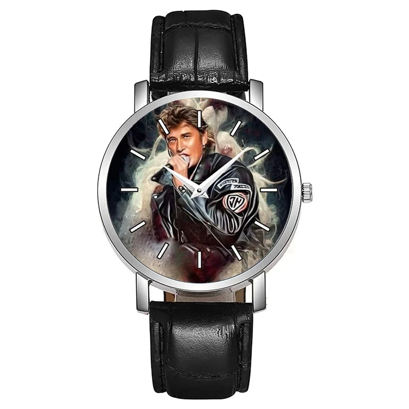 New Johnny Hallyday Watch Metal Stainless Steel Mesh Strap Fan Gift