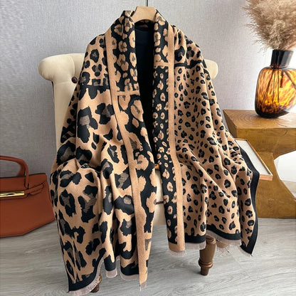 Luxury Cashmere Sacarf For Women Horse Print Thick Winter Blanket