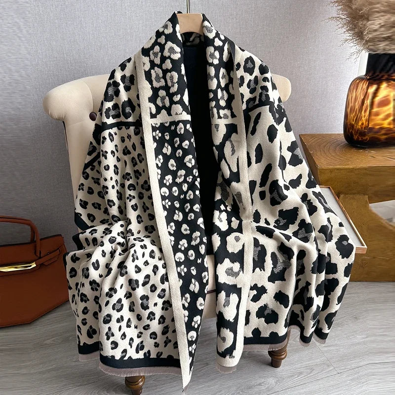 Luxury Cashmere Sacarf For Women Horse Print Thick Winter Blanket