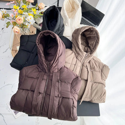 Winter Loose Design Ribbon Hooded Thicken Warm Cotton-padded Jacket