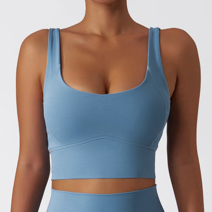 Crop Top Yoga Vest Shockproof With Chest Pad High Strength Fitness Clothing Sports Bra